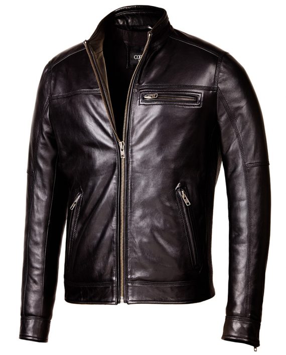 Black-Corbani-Genuine-Biker-Leather-Jacket-Front-Zip-Open