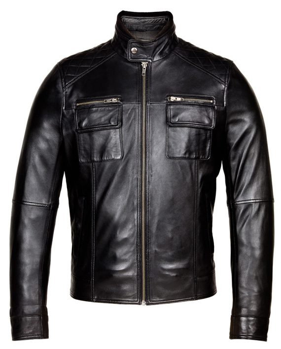 Black-Corbani-Genuine-Racer-Leather-Jacket-Front-Zipped