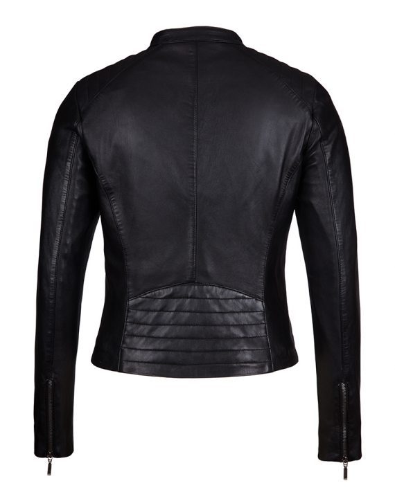 Black-Corbani-Genuine-Womens-Quilted-Shoulder-Scuba-Leather-Jacket-Back