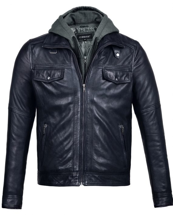 corbani-mens-hooded-leather-bomber-jacket-front