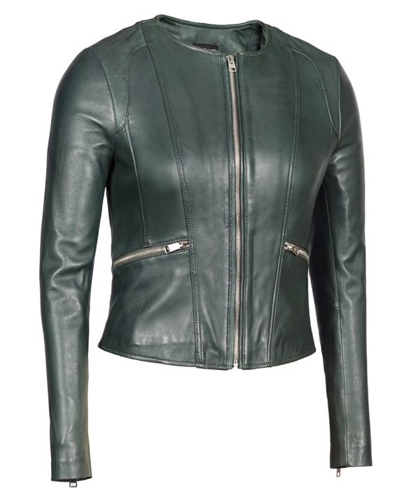 Green-Corbani-Round-Neck-Leather-Jacket-Leather-Jacket-Front-Zipped